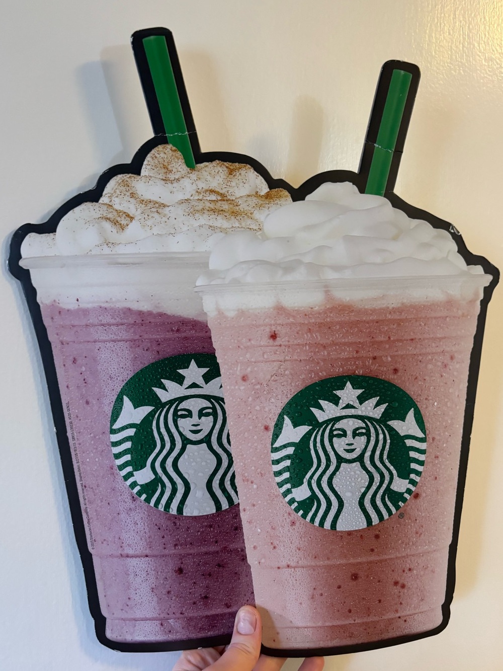 Starbucks Store Display Retail Sign - Cut Out Frappuccino 2015, Pink Purple Cups